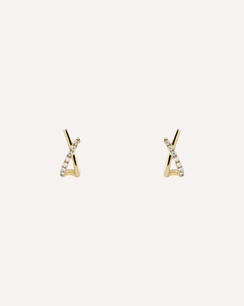 Cross Line Diamond Earrings