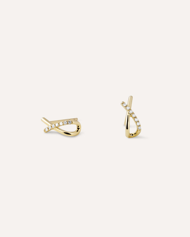 Cross Line Diamond Earrings