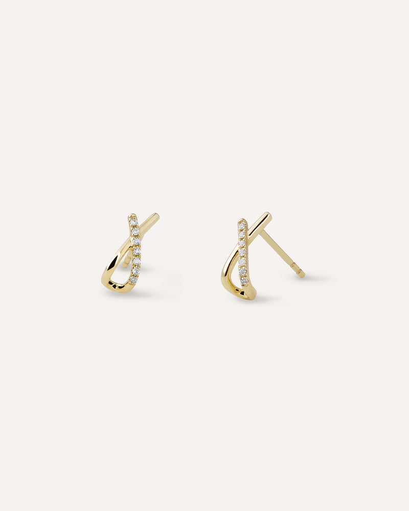 Cross Line Diamond Earrings