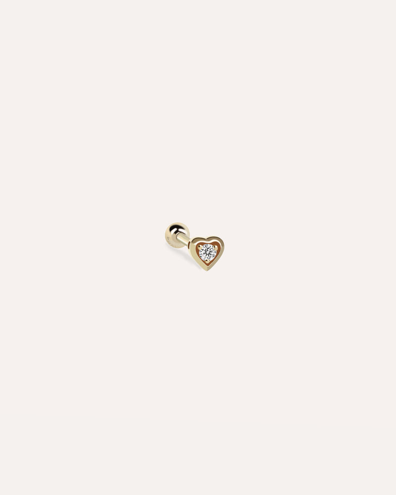 Diamond in Heart Single Stud